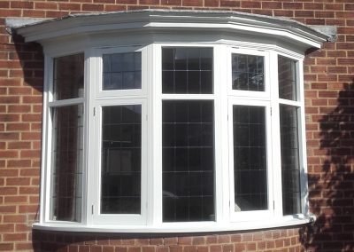 timber bay window with lead design